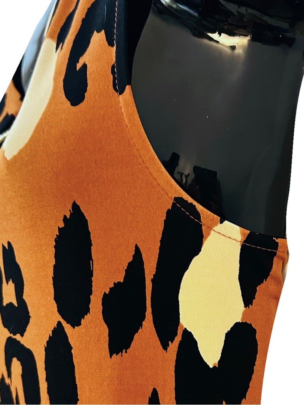 MSK Orange, Black & Cream Animal Print Sleeveless Top with Ring Detail - Picture 13 of 14